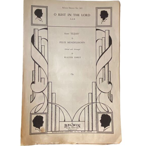 O Rest in the Lord Sheet Music SAB Felix Mendelssohn Walter Ehret Piano - Picture 1 of 6